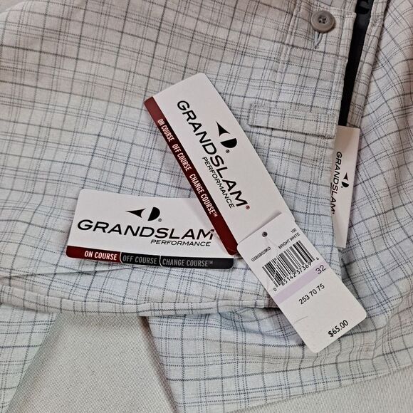 Grand Slam Golf Shorts Mens 32 Stretch Active Waistband Flat Front Bright White - Picture 4 of 7